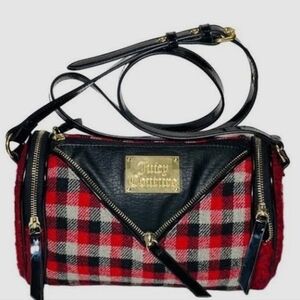 Juicy Couture Baguette Red Plaid Flannel Crossbody Bag